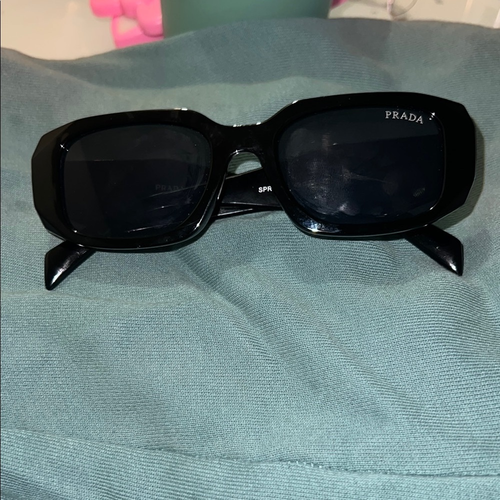 Prada Black Rectangular Sunglasses Sleek Minimali… - image 1